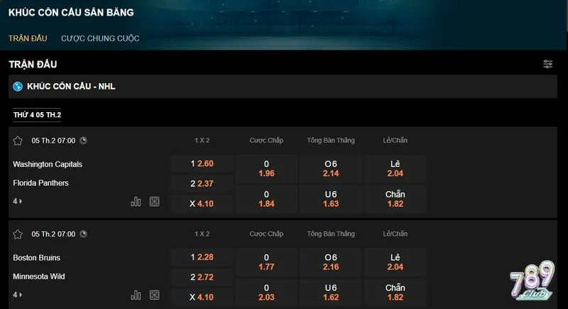 Tìm hiểu các hình thức cược trong game khúc côn cầu